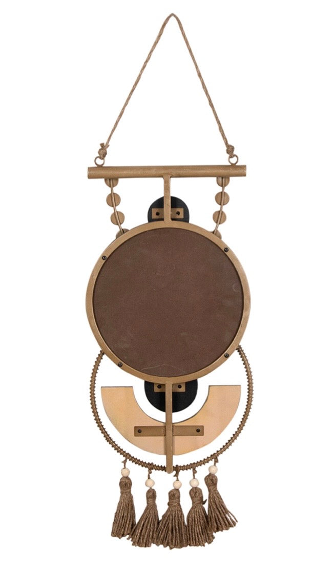 Boho – Metall-Wanddekoration mit Holz & Quasten