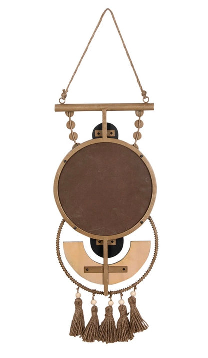 Boho – Metall-Wanddekoration mit Holz & Quasten