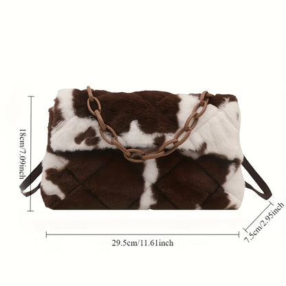 Trendy – Kuschelige Umhängetasche mit Kuh- & Leo-Print