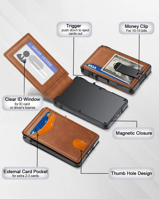 Slim – RFID-Kartenetui mit Pop-up-Funktion & Geldklammer