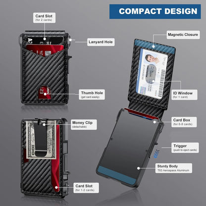 Slim – RFID-Kartenetui mit Pop-up-Funktion & Geldklammer
